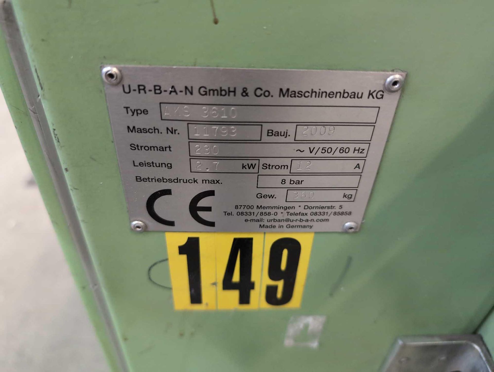 1: Urban, AKS 3610, Reverse Butt Welder, Serial Number: 11793, Year of Manufacture: 2009 - Image 4 of 4