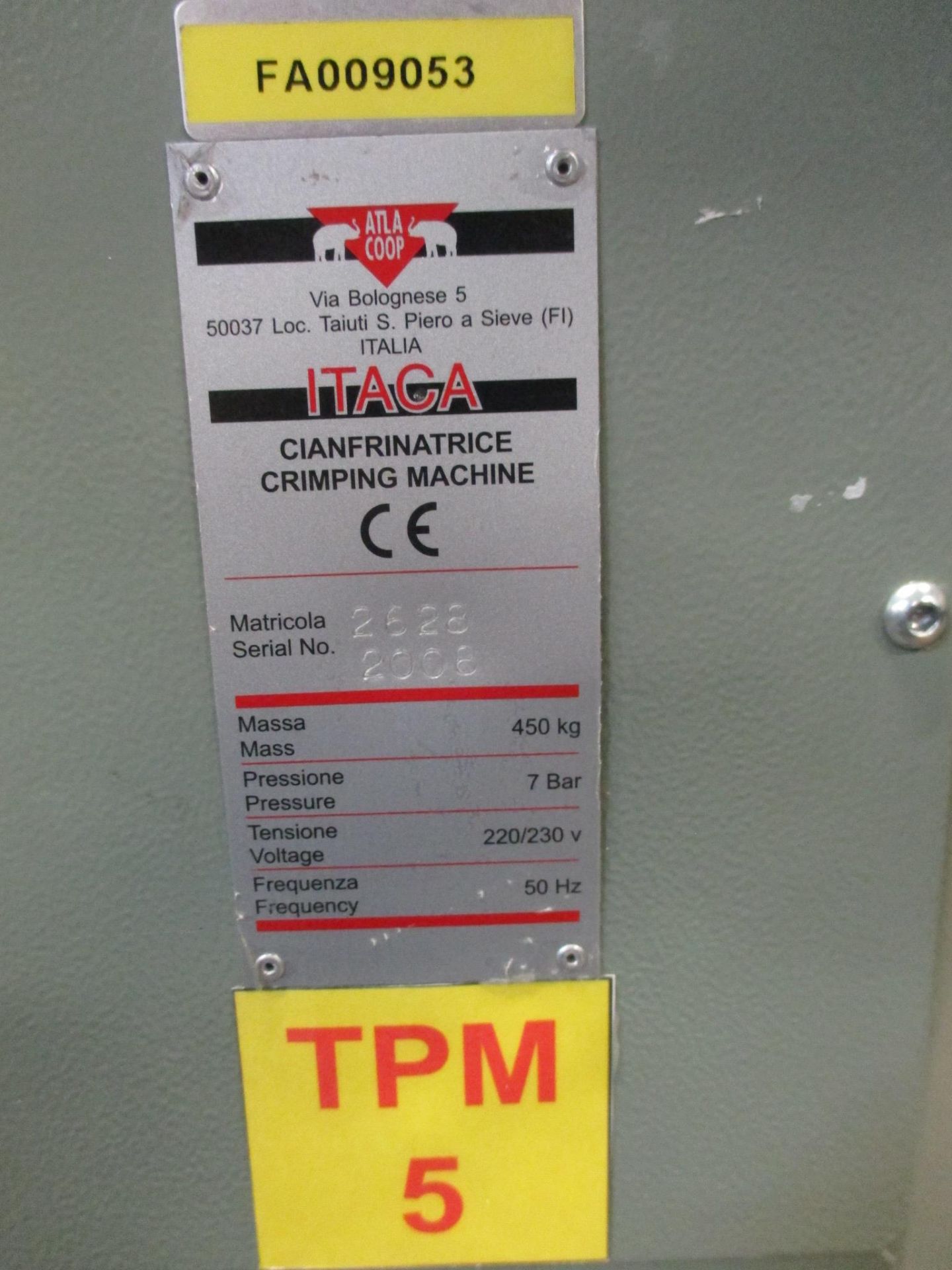 1: Itaca, Crimping Machine, Serial Number: 2628, Year of Manufacture: 2008 - Image 2 of 4