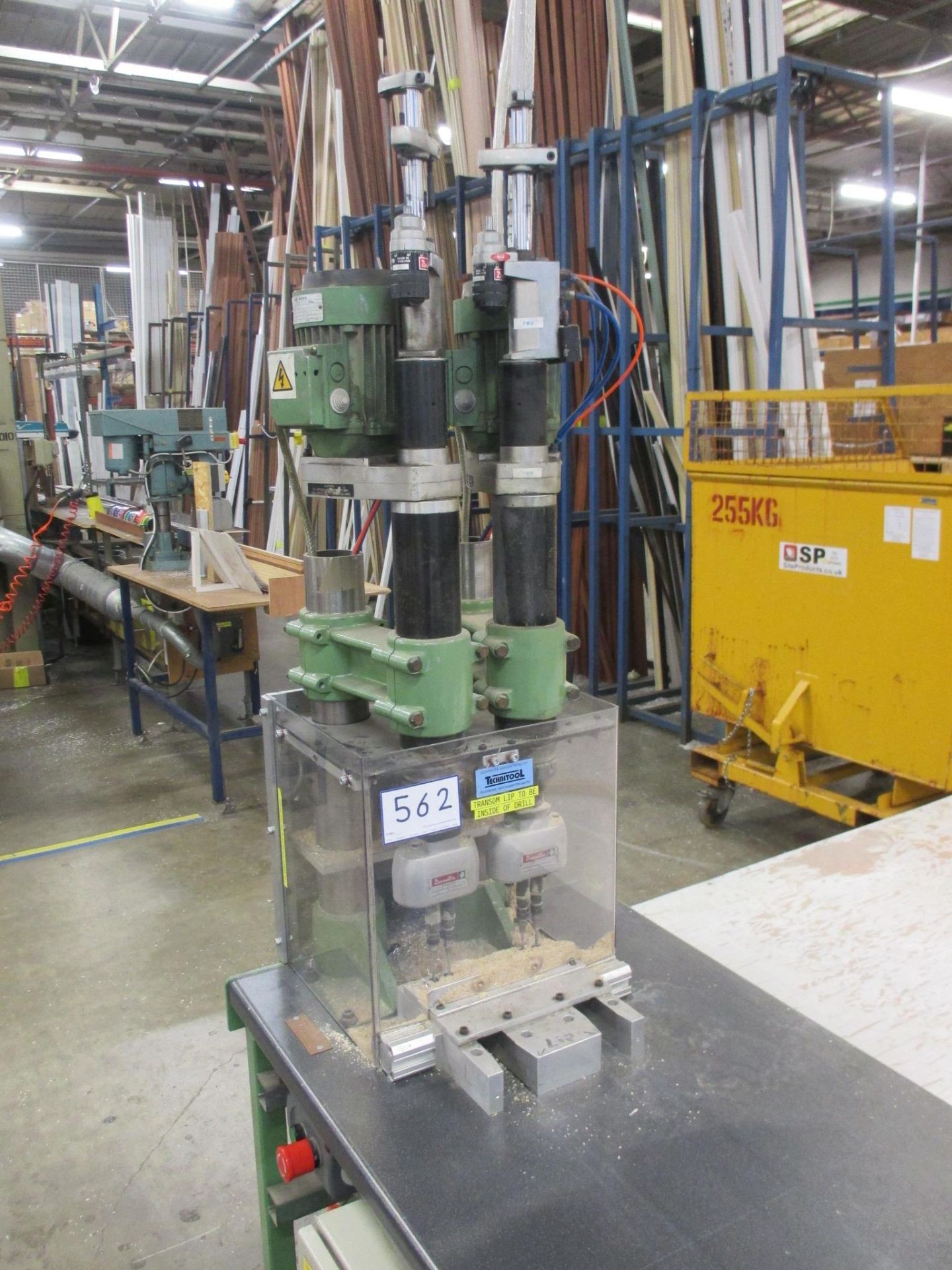1: Technotool/DeSoutter, Twin Head Pedestal Drill Complete with Bench and DCE Auto Dryex Extraction