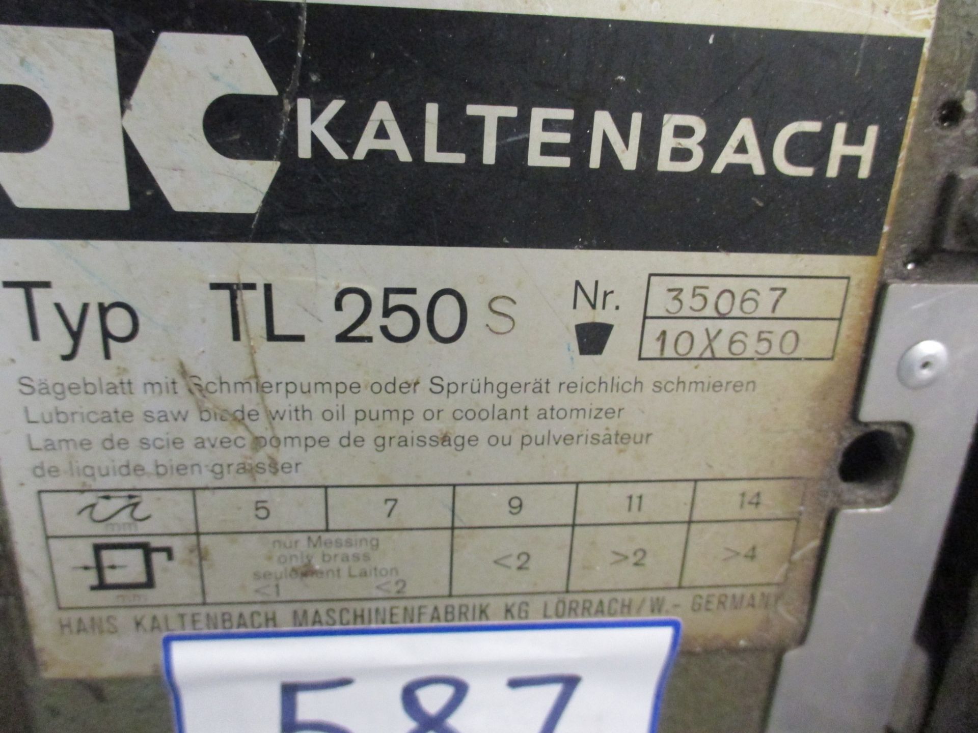1: Kaltenbach, TL250, Saw - Image 2 of 2