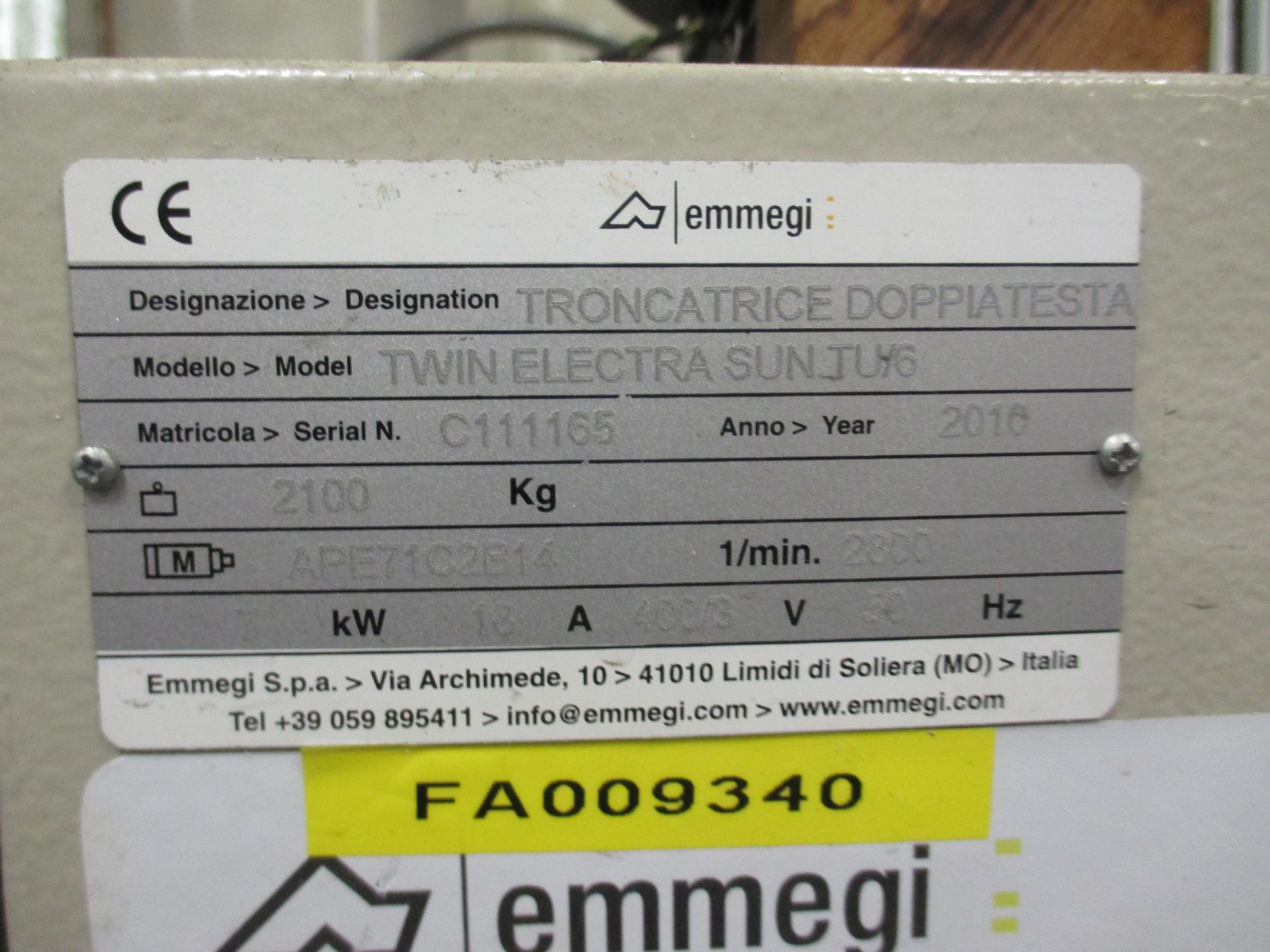 1: Emmegi, Twin Electra Sun500 TU/6, Twin-Head Mitre Saw Complete WithEmmegi Extraction System , Ser - Image 3 of 7