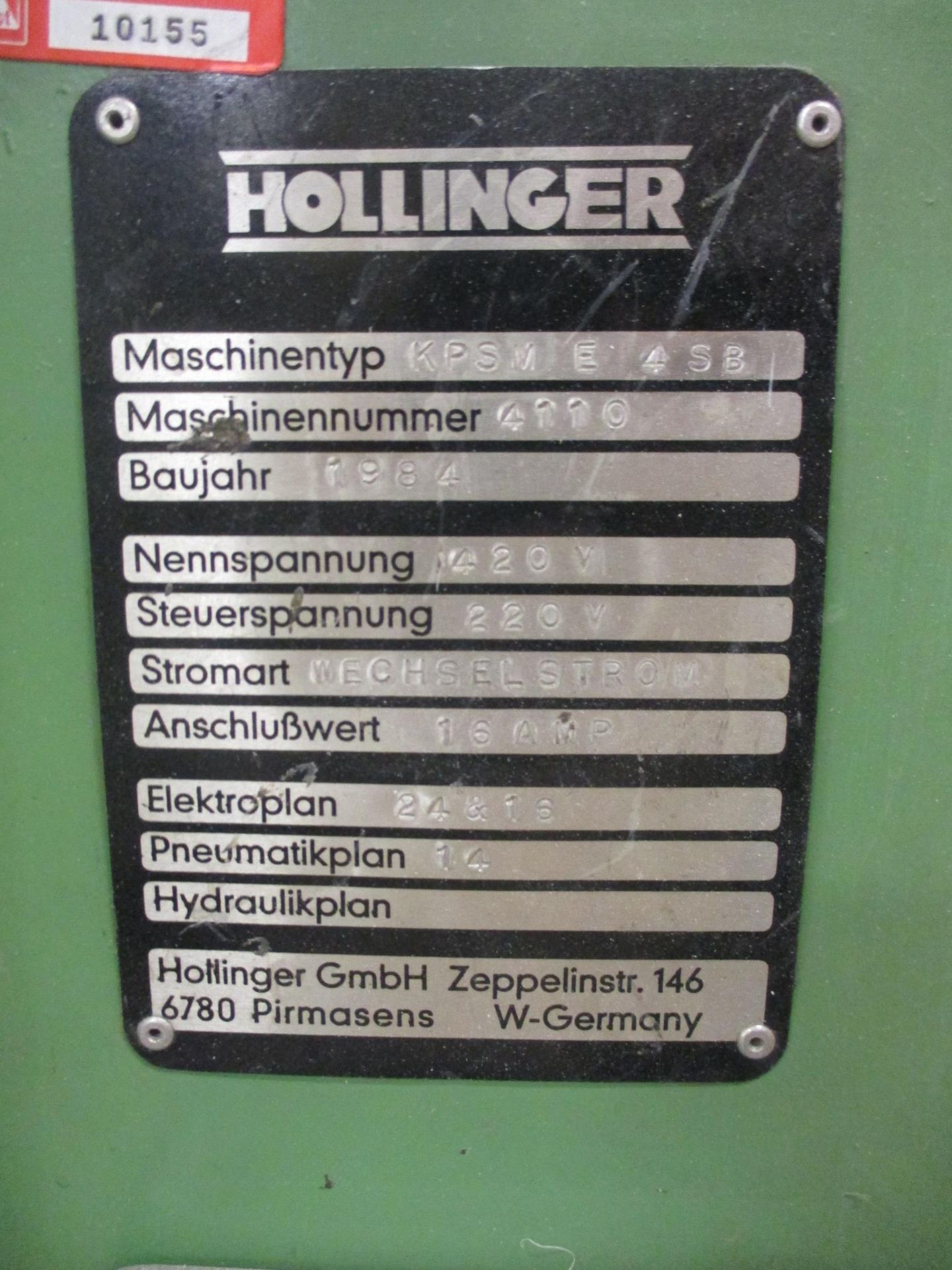 1: Hollinger, KPSM E 4SB, Butt Welder, Serial Number: 4110, Year of Manufacture: 1984 - Image 2 of 4