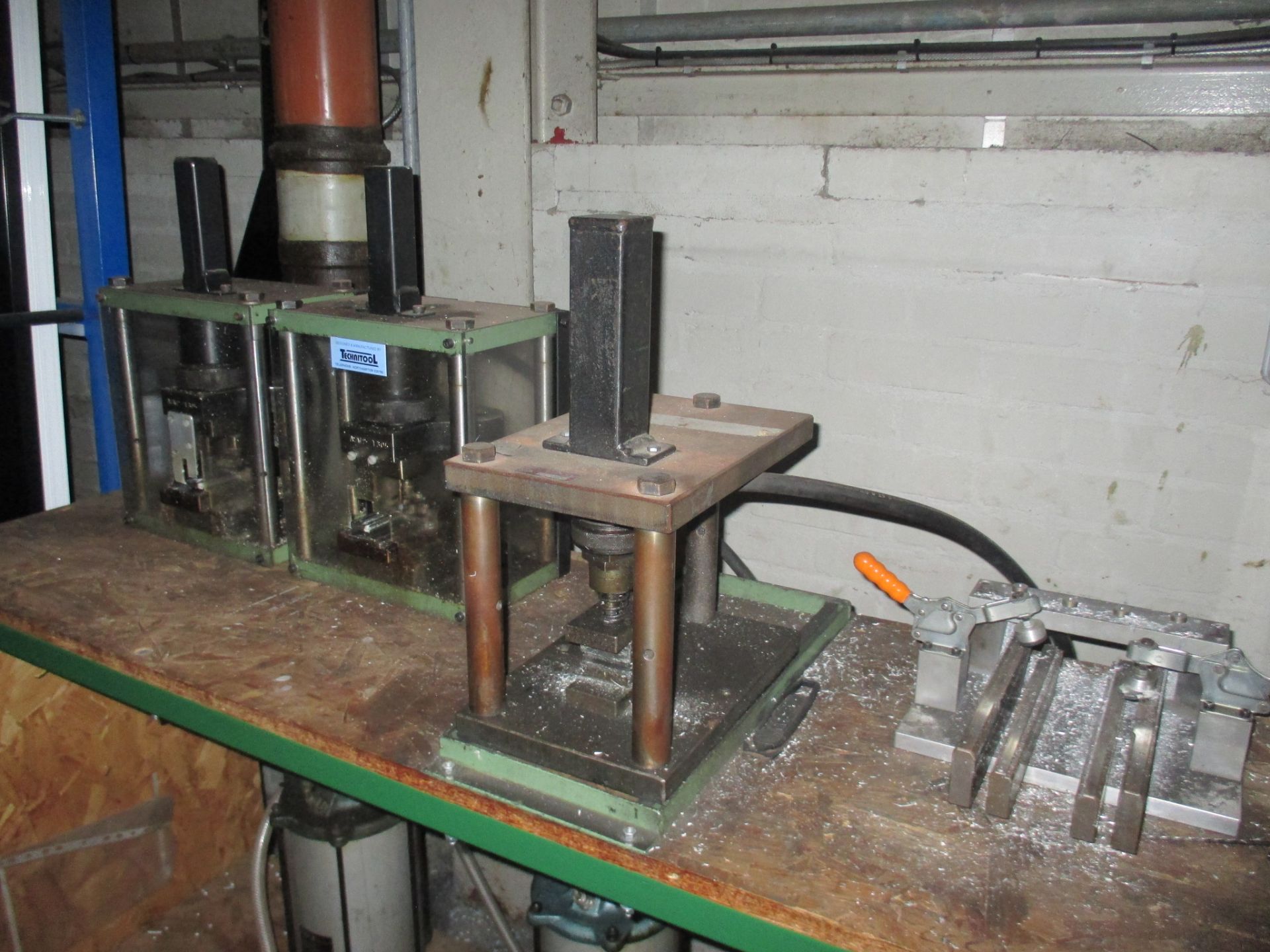 1, Workbench With 4: Pedal-Operated Hole Fabrication Benchtop Punch Machines - Image 3 of 3