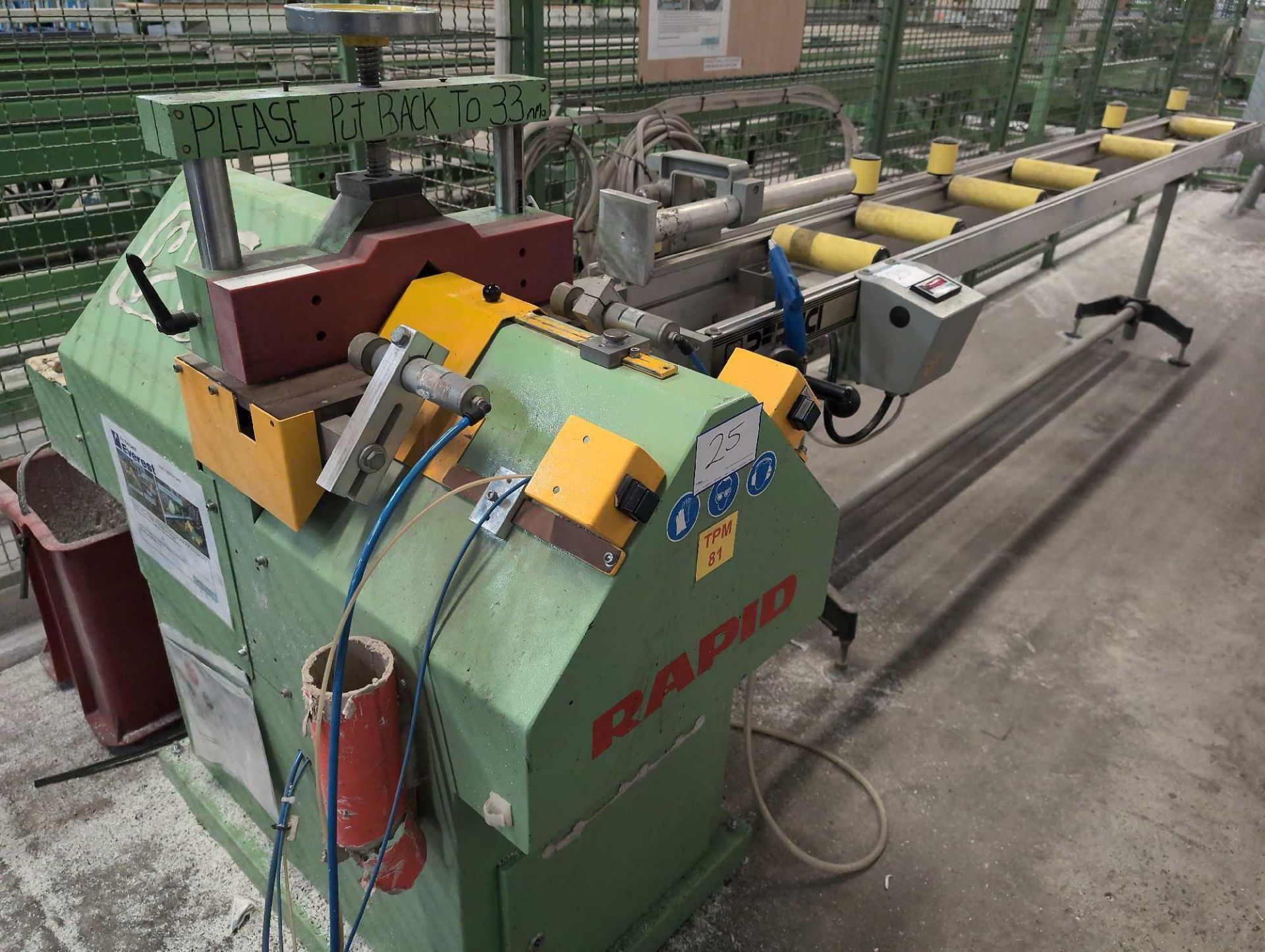 1: Rapid, KS75, V-Notch Machine Complete With Pertici Visual EL Roller Conveyor , Serial Number: 378