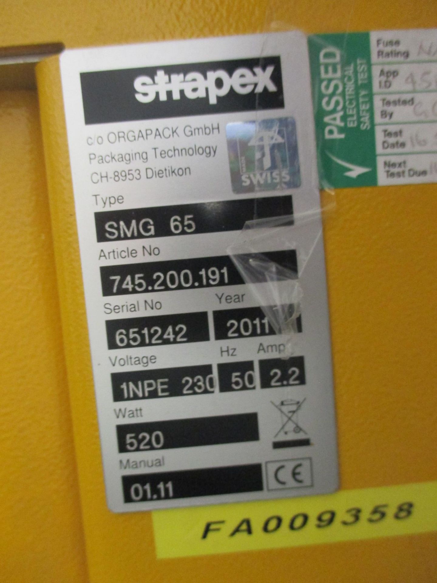 1: Strapex, SMG65, Strapping Machine, Serial Number: 745.200.191/651242, Year of Manufacture: 2011 - Image 3 of 3