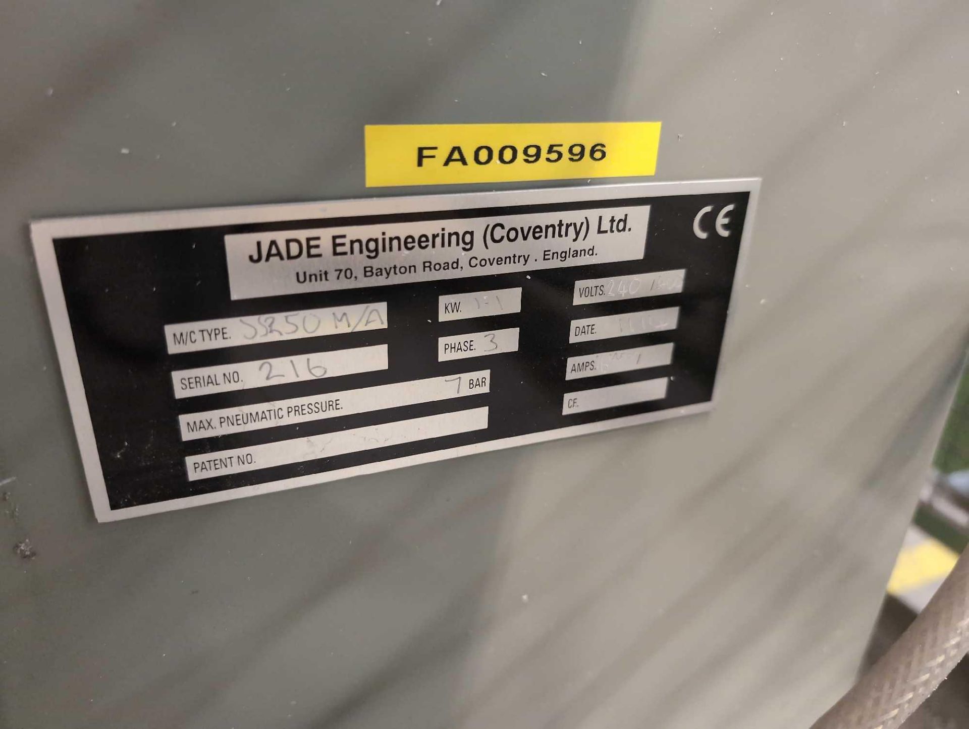 1: Jade Engineering, JS 250, Saw, Serial Number: 216, Year of Manufacture: 2014 - Image 3 of 3