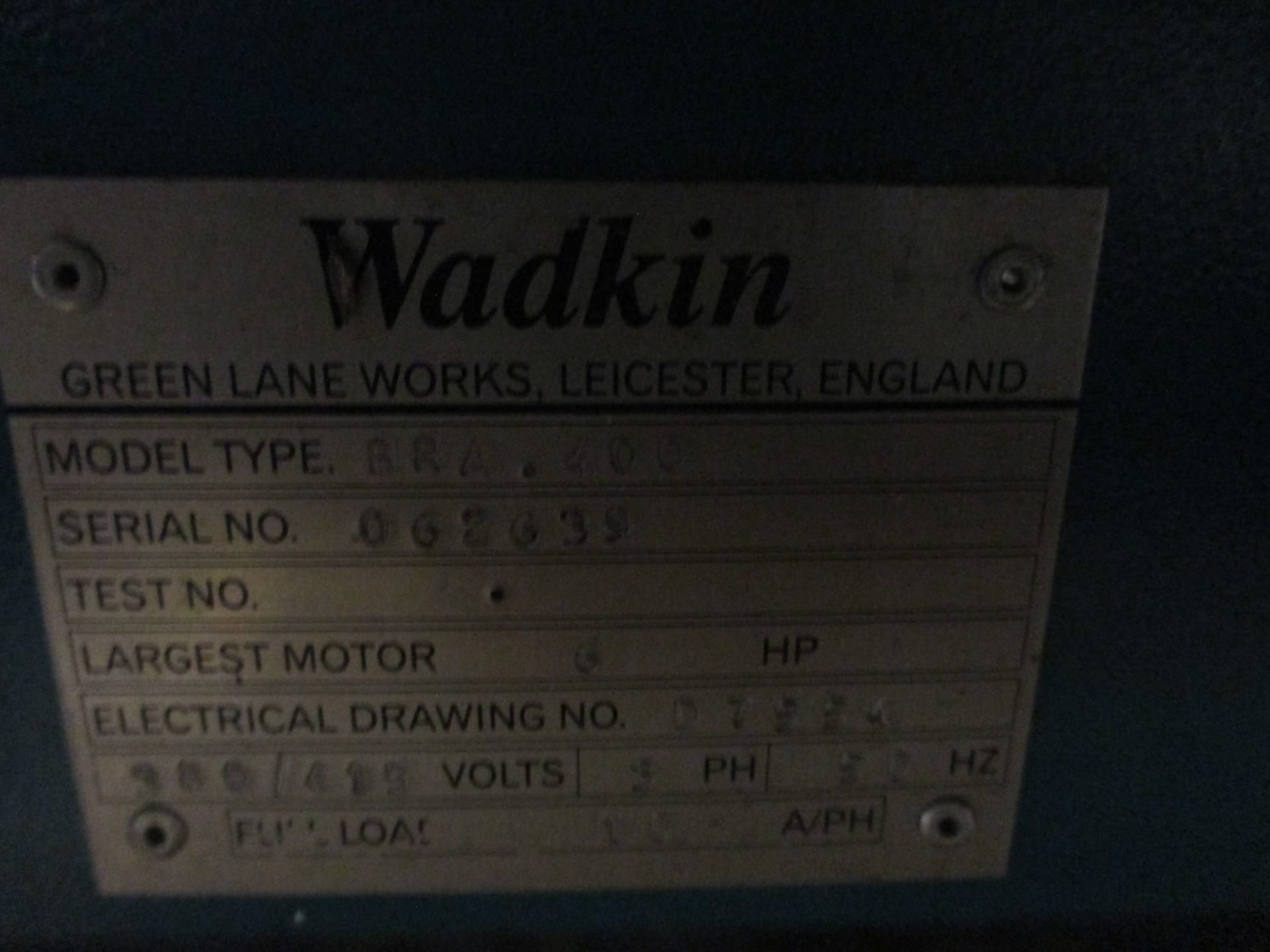 1: Wadkin, BRA 400, Radial Arm Crosscut Saw, Serial Number: 062639 - Image 3 of 5