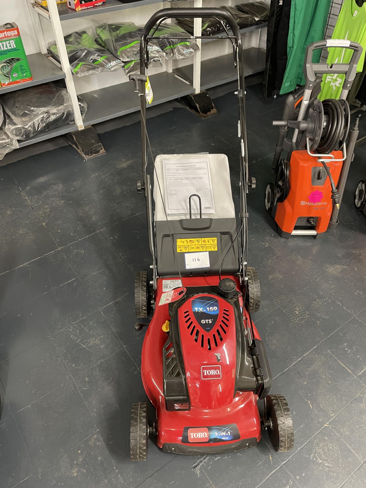 1: Turo 46 Three In One, Self Propelled Lawnmower, 33kg. Model No. 20944. Serial Number: 322000364