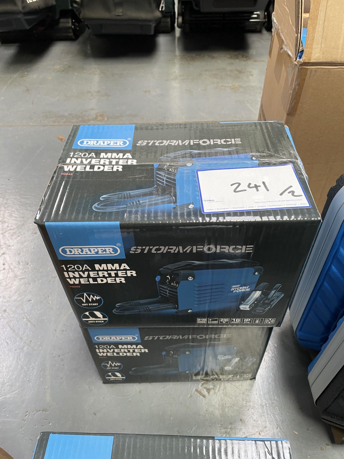 2: Draper 120A Storm Force MMA Inverter Welders (Boxed). Product Code 70042)