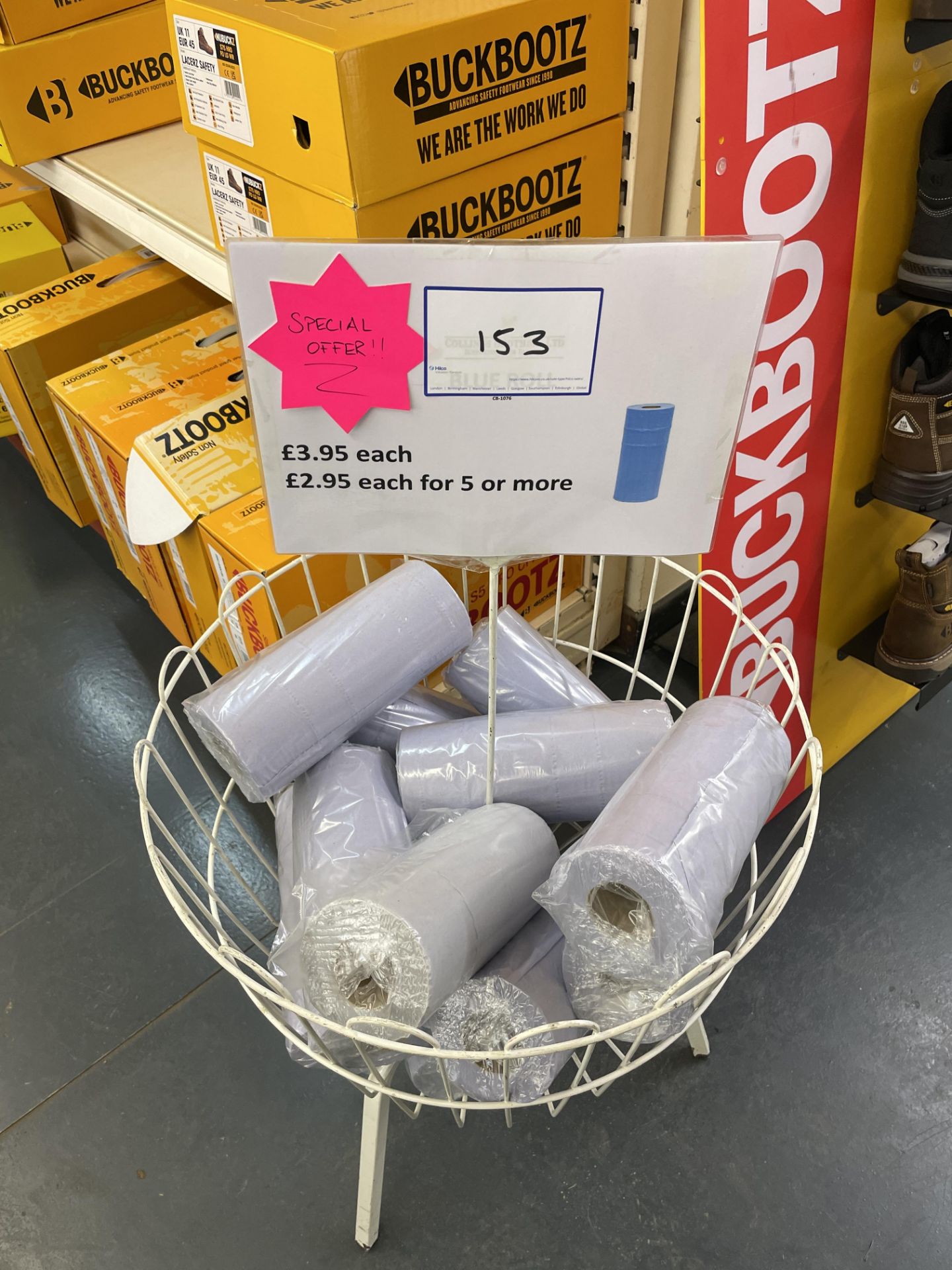 Mesh Tub Display Unit & Contents of 11: Blue Rolls As Lotted