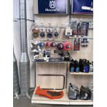 Contents of Display Unit to Include Husqvarna Trimmer Line, Cutting Blades, Saw Chain Files and Grea