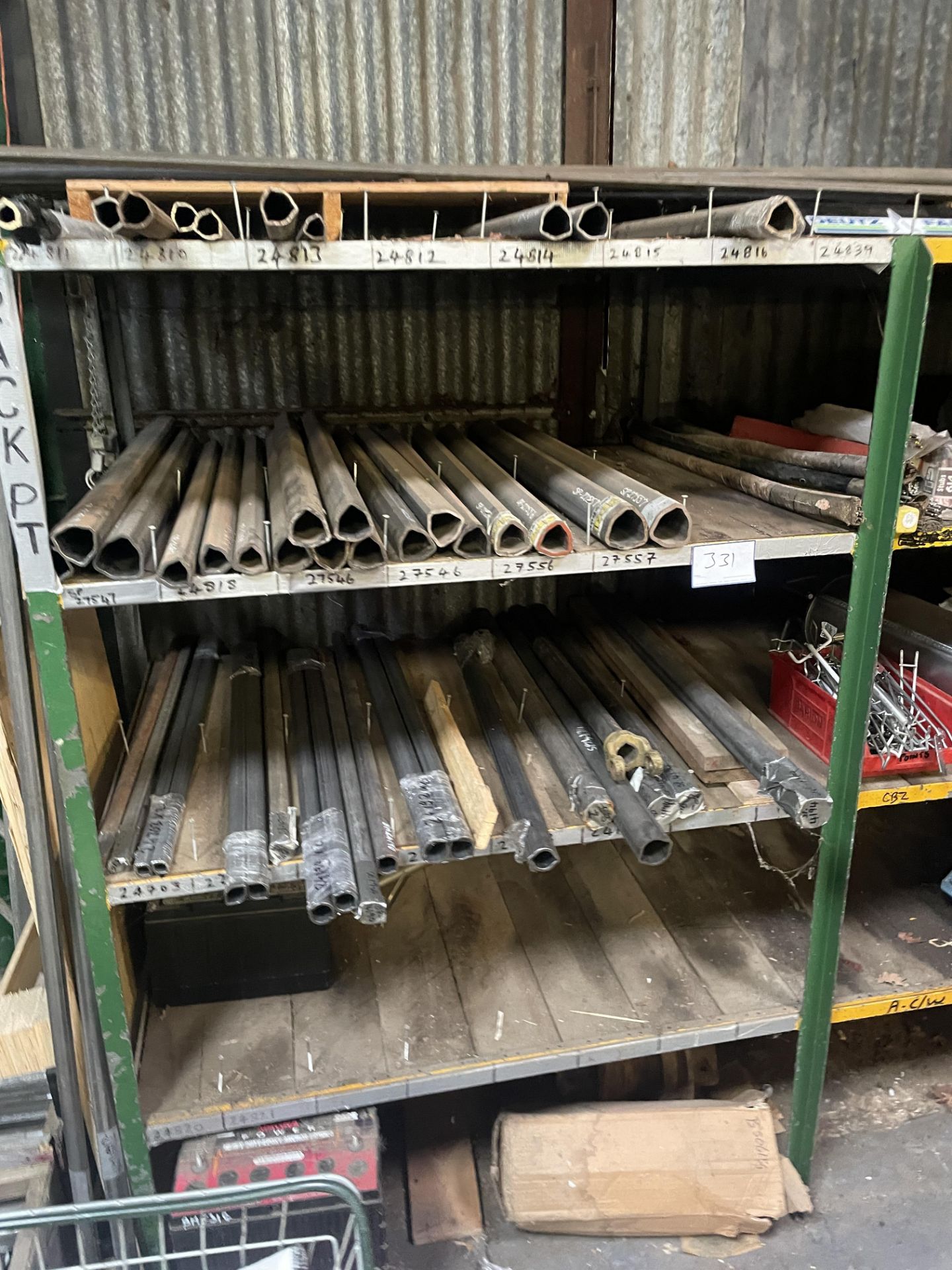 1: Rack & 2: Boxes of Various PTO Shafts As Lotted.