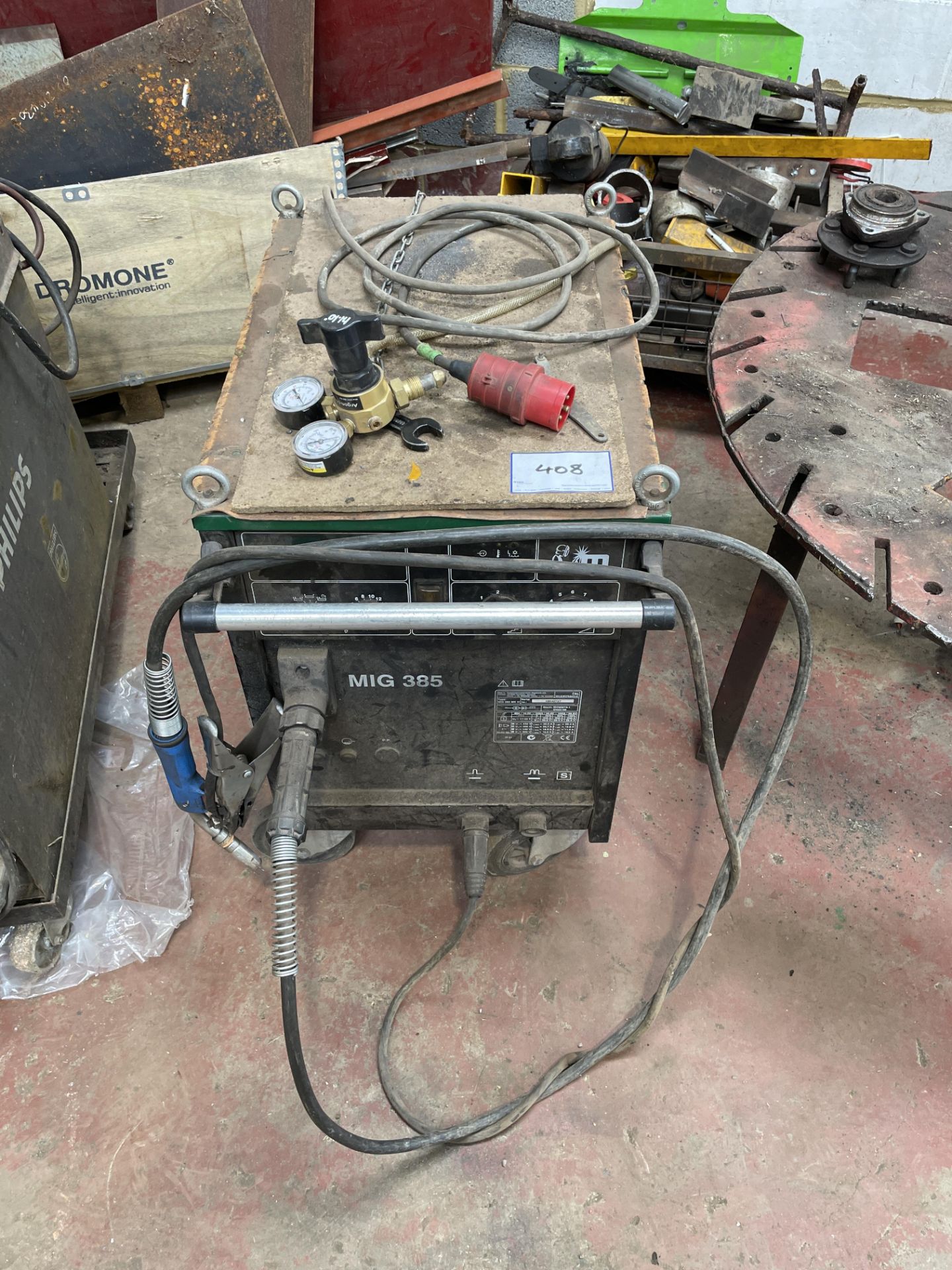 1: Migatronic Mig 285 Welder. Type Mig 385 MK III. Serial No. 08040727 3 Phase