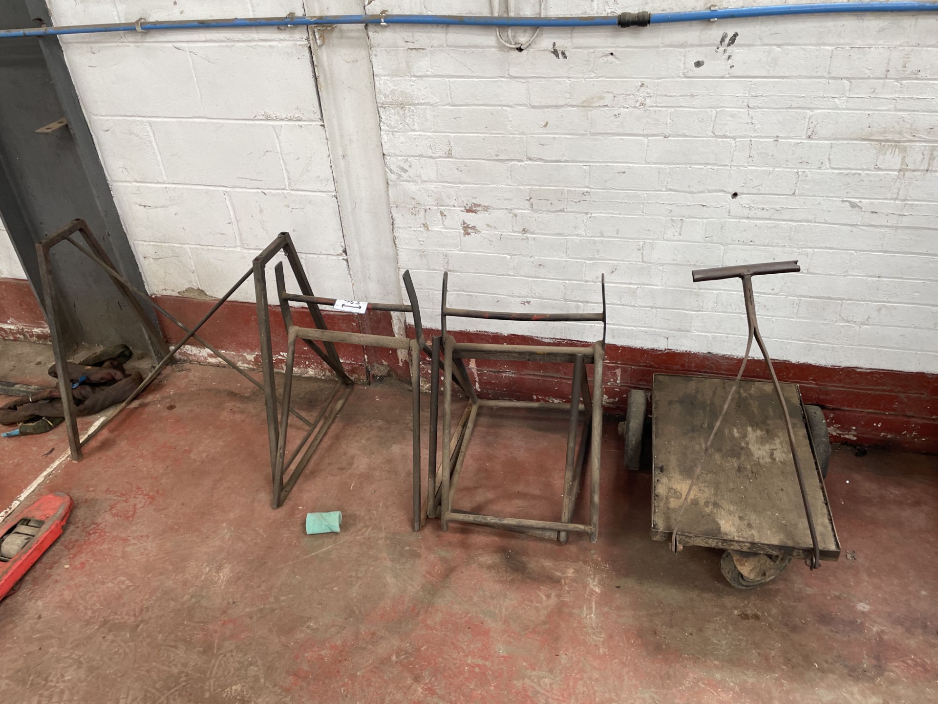 4: Purpose Built A Frame Stands & (1) Three Wheeled Trolley As Lotted