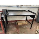 1: Purpose Built Steel Work Bench with Record No. 36 Vice. 154cm (L) x 0.81cm (W) x 0.97cm (H)