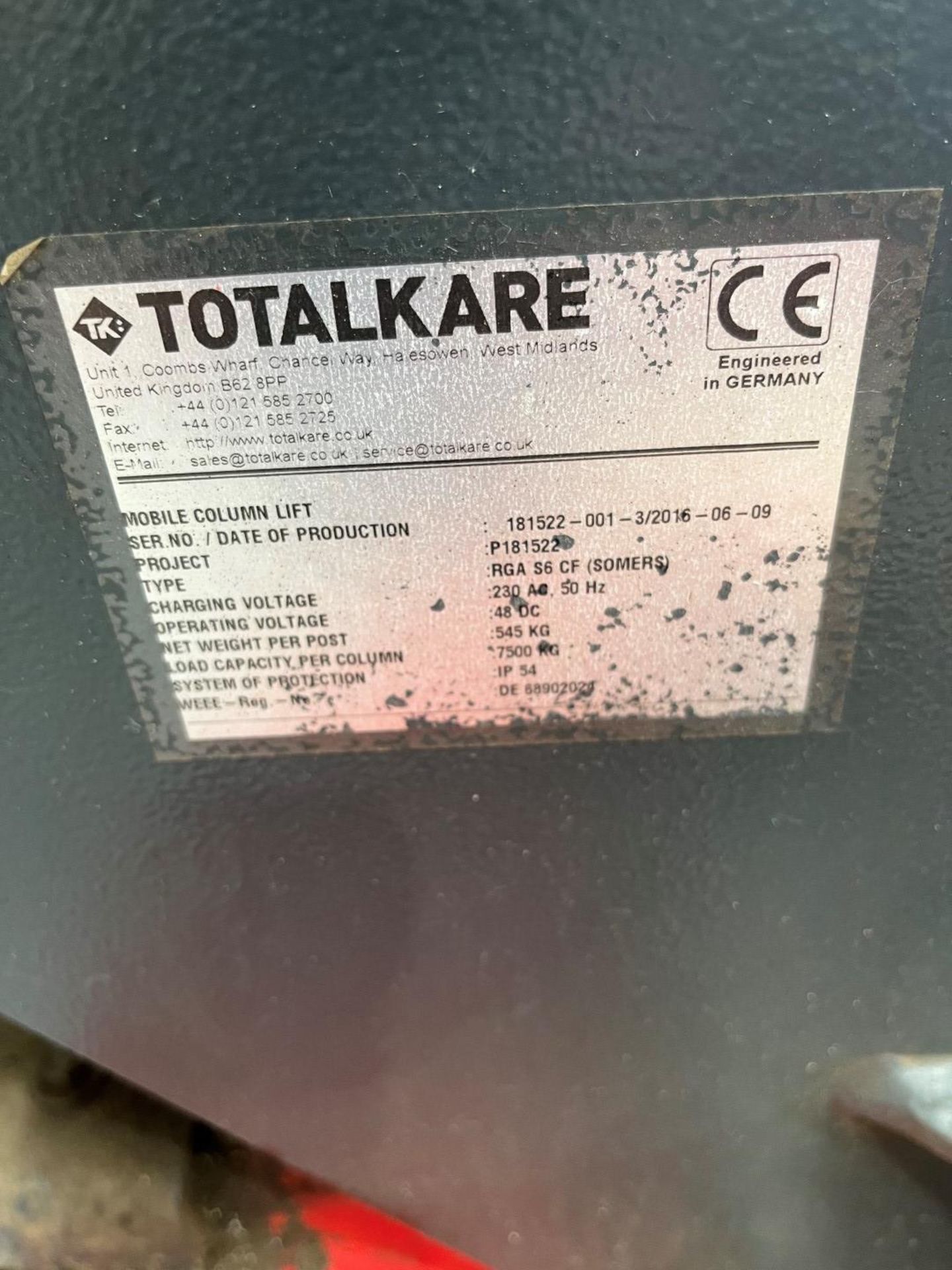 Set of 4 Totalkare Electric Column Lifts - Image 2 of 8