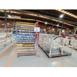 LOT OF (40) PIECES OF CONVEYOR TROLLEYS AND LOADING BASES.