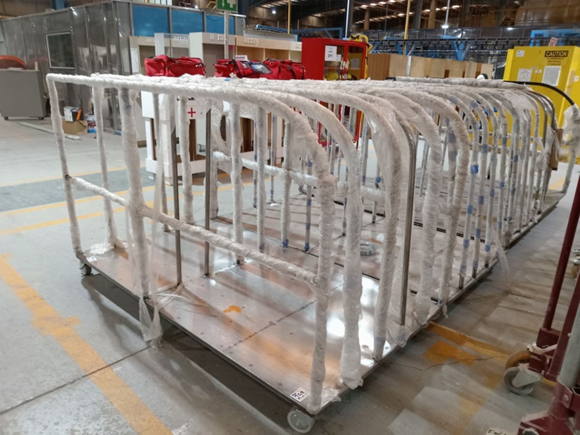 LOT OF (40) PIECES OF CONVEYOR TROLLEYS AND LOADING BASES. - Image 9 of 12