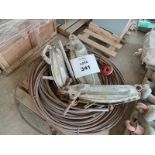 LOT OF (8) PIECES OF RIGGING AND STEEL CABLES