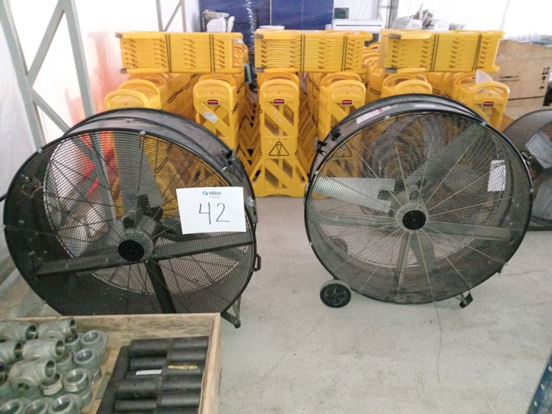 LOT OF (2) 42" HIGH POWER DRUM TYPE FANS