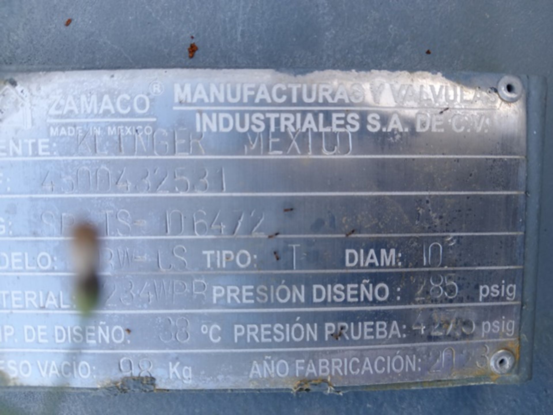 LOT OF (4) 10" FLANGED T FILTER BRAND ZAMACO - Image 6 of 9