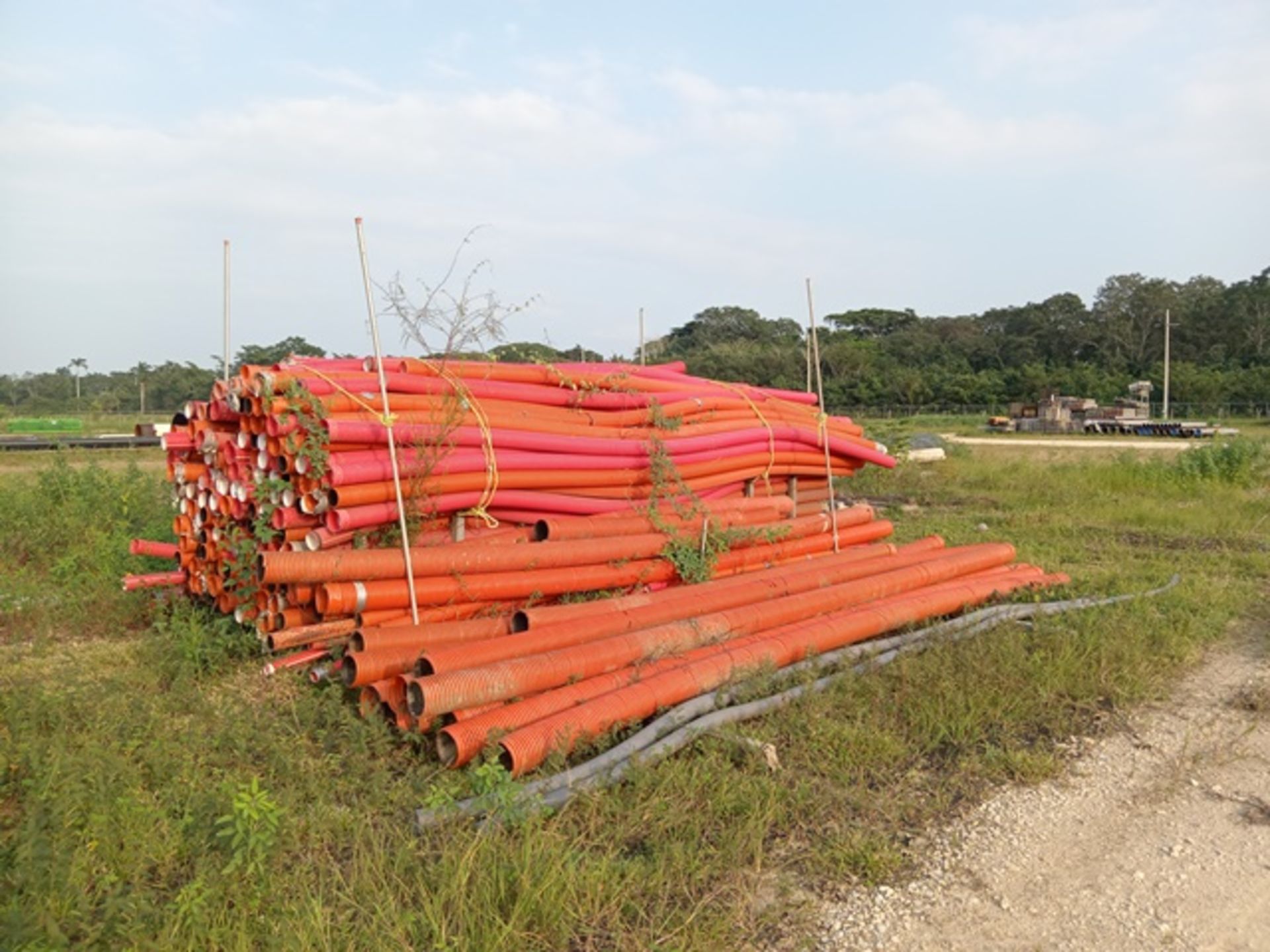 LOT OF (65) METERS CORRUGATED PVC PIPE