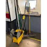 Assorted Cleaning Equipment, Including: Brooms, Dust & Wet Mop and Mop Bucket