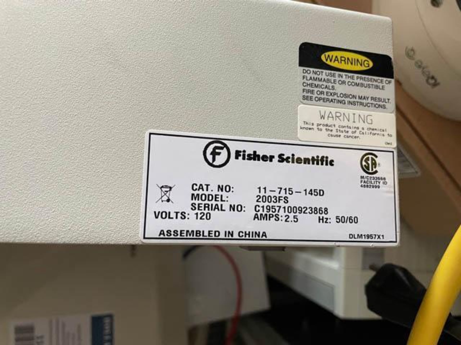 Fisher Scientific Isotemp, Model: 2003FS, S/N: C1957100923868 - Image 2 of 2