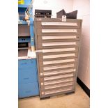 Lot - Work Bench and (2) 2-Door Supply Cabinets with Electronic Boards