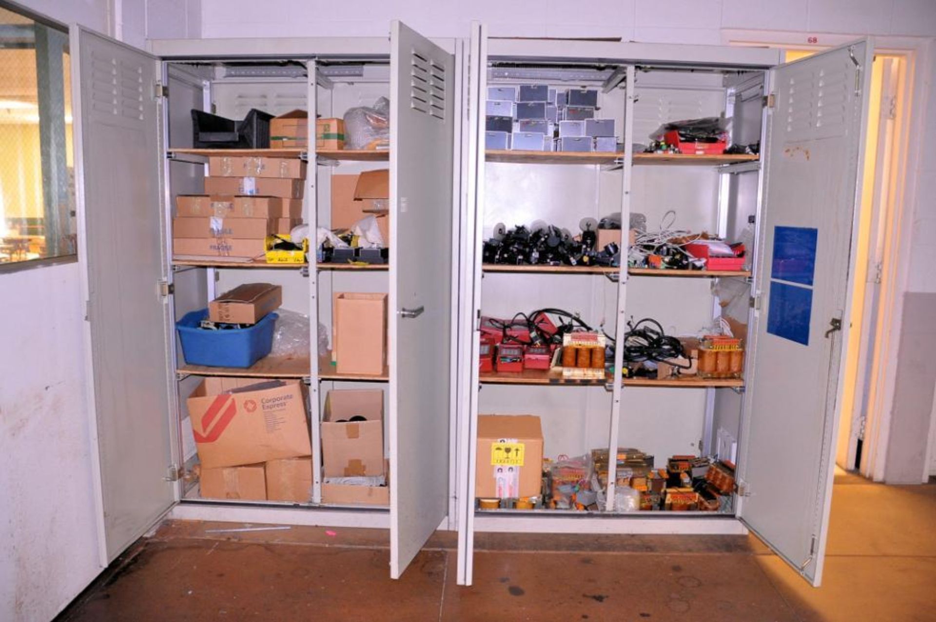 Lot - (4) Heavy Duty 2-Door Supply Cabinets with Electronic Boards and Machine Parts - Image 2 of 2