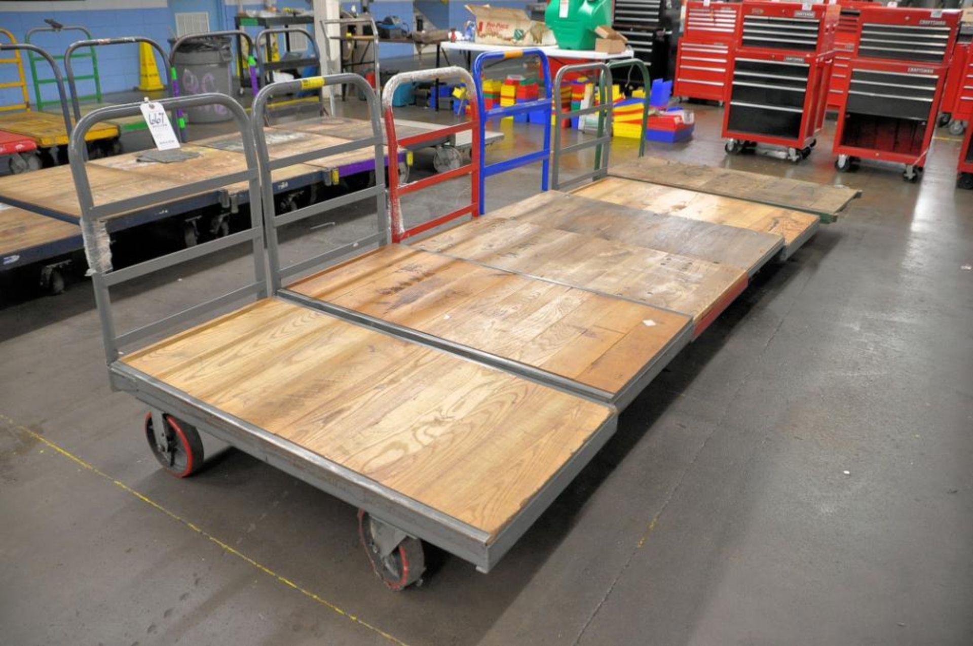 Lot - (6) 24 in. x 48 in. Flat Wood Deck Carts with Steel Frame