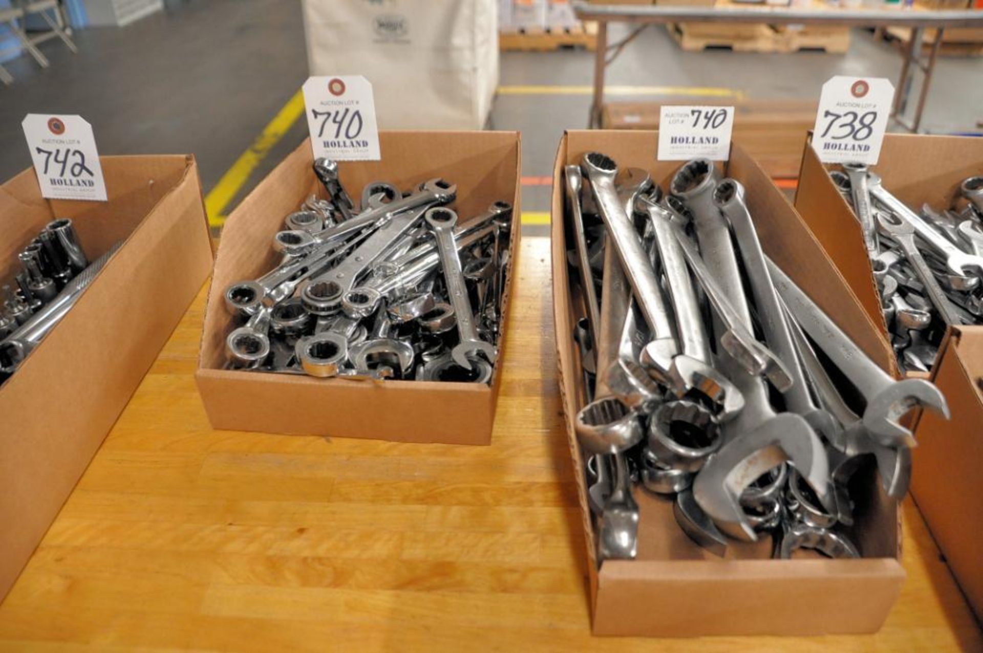 Lot - Large Combination Wrenches with Ratcheting Wrenches in (2) Boxes