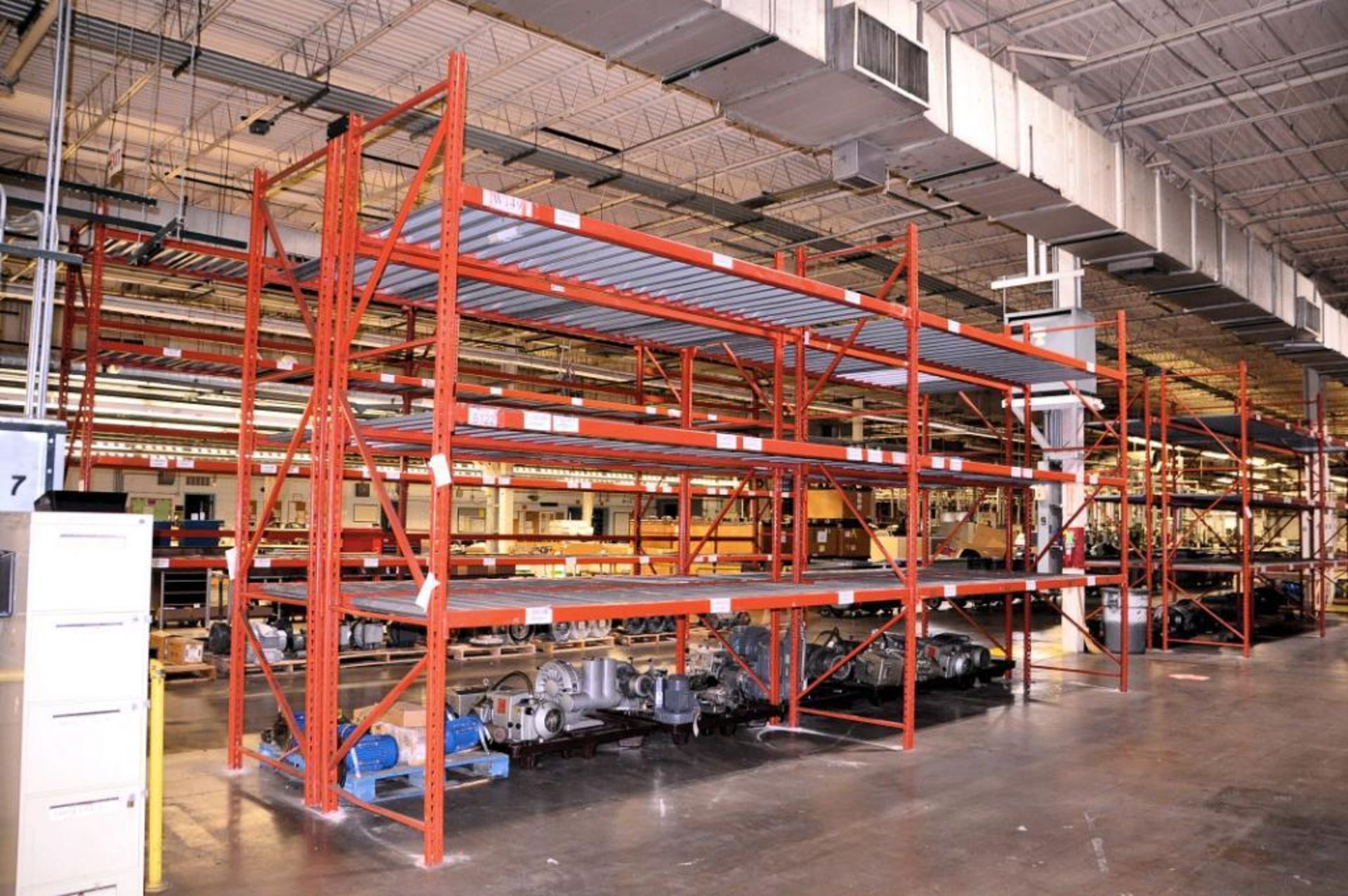 Lot - (4) Sections of 144 in. Wide x 42 in. Deep x 144 in. High Pallet Rack and (3) Sections of 144