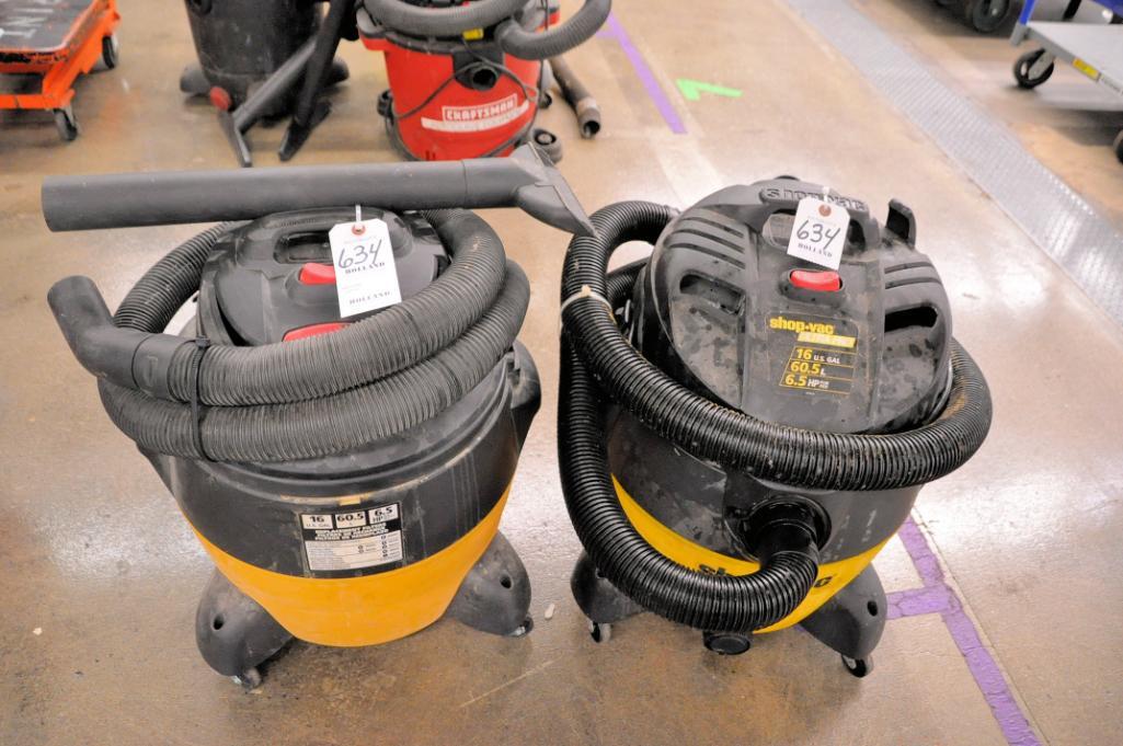 { Group of lots 632, 634, 635 } Lot (2) ShopVac Brand 16Gallon 6.5