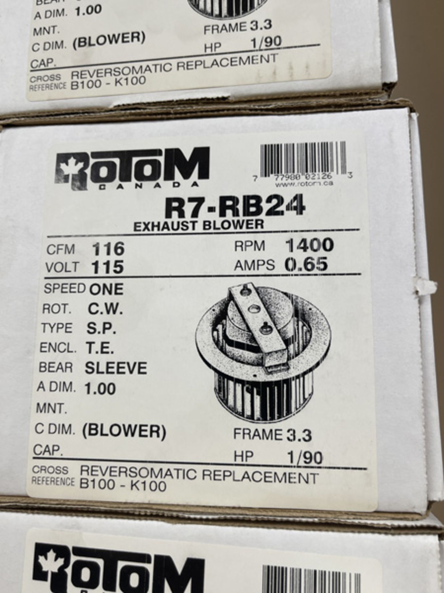 LOT - (12) ROTOM R7-RB24 EXHAUST BLOWERS - 115V, 1400RPM - Image 2 of 2