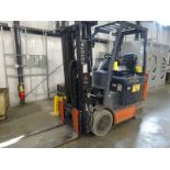 Toyota RF BCU 25 Electric 5000 Lb. Forklift, S/N 62789, 8021 Hours, W/ Side Shift, Roll Clamp Accept