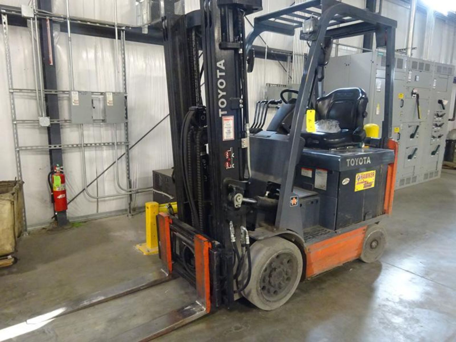 Toyota RF BCU 25 Electric 5000 Lb. Forklift, S/N 62789, 8021 Hours, W/ Side Shift, Roll Clamp Accept