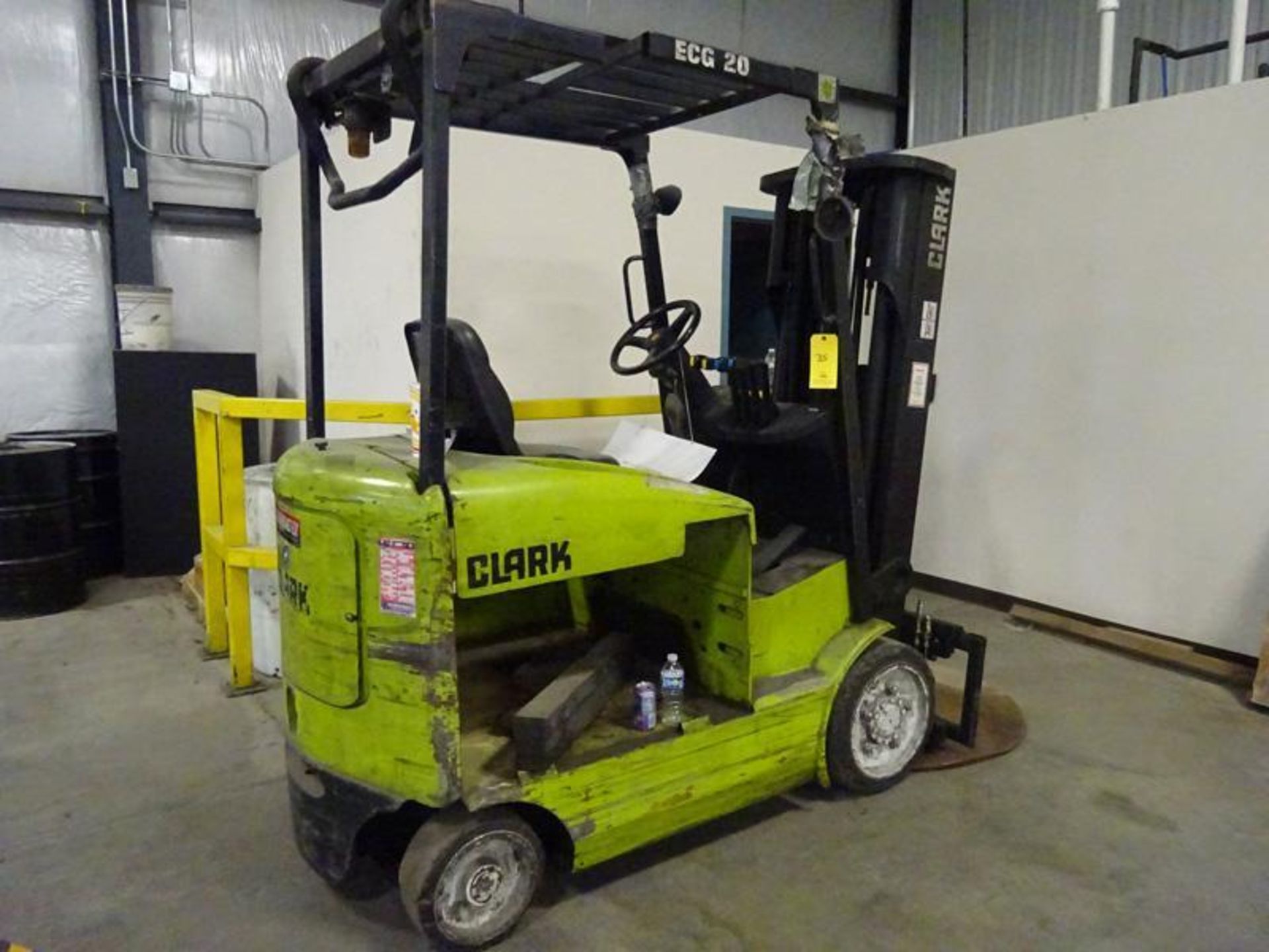 Clark ECG20 Electric Forklift, S/N ECG 358-0054-6753, 4000 Lb. Capacity W/ Side Shift And Roll Clamp