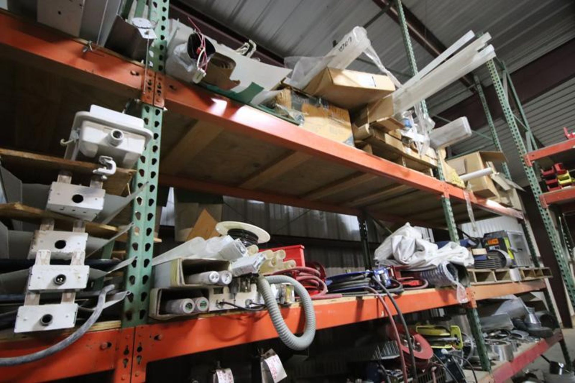 4-Sections of Pallet Racking with Contents-Hangers, Pipe, Valves, Light Bulbs, Heater, Ventilator, B - Image 6 of 9