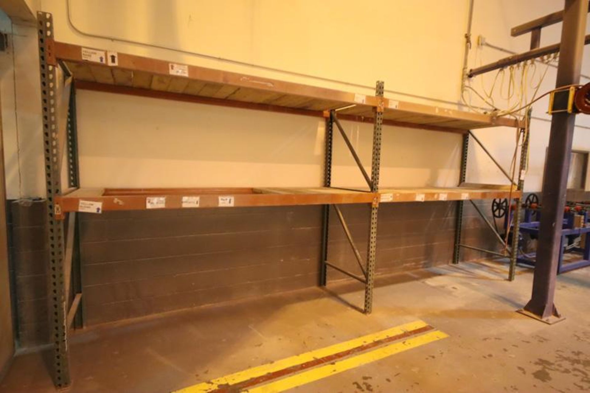 2-Sections of Pallet Racking, (3) Uprights 8'x36", (8) Cross Beams 102", Wood Decking
