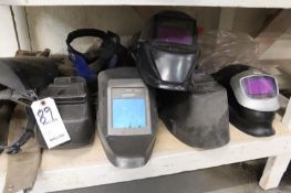 (4) Welding Helmets, (3) Face Shield, Leathers