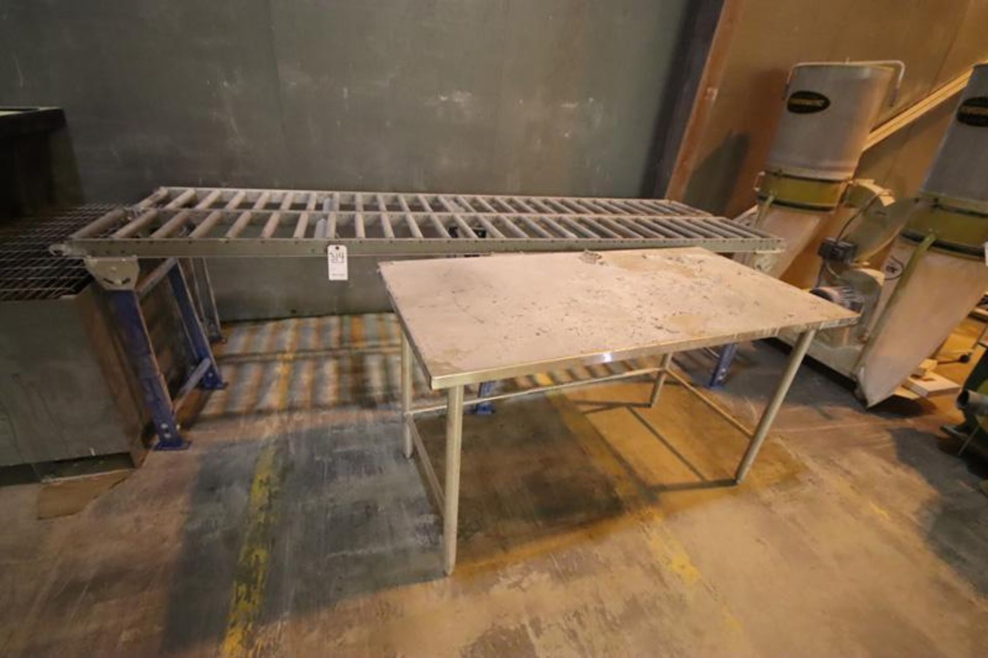 (2) Sections Roller Conveyor 15"x10', S/S Table 30"x60"