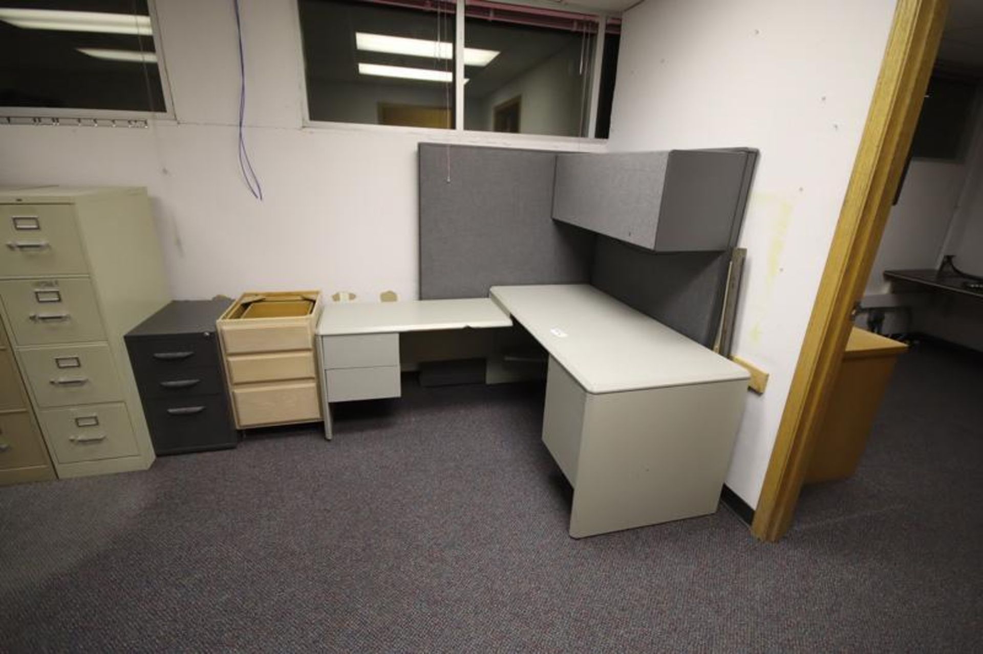 (2) 4-Drawer Files, Shelf Unit, Book Case, (4) Desks, Misc. Cabinets, (Room 211) - Image 2 of 4