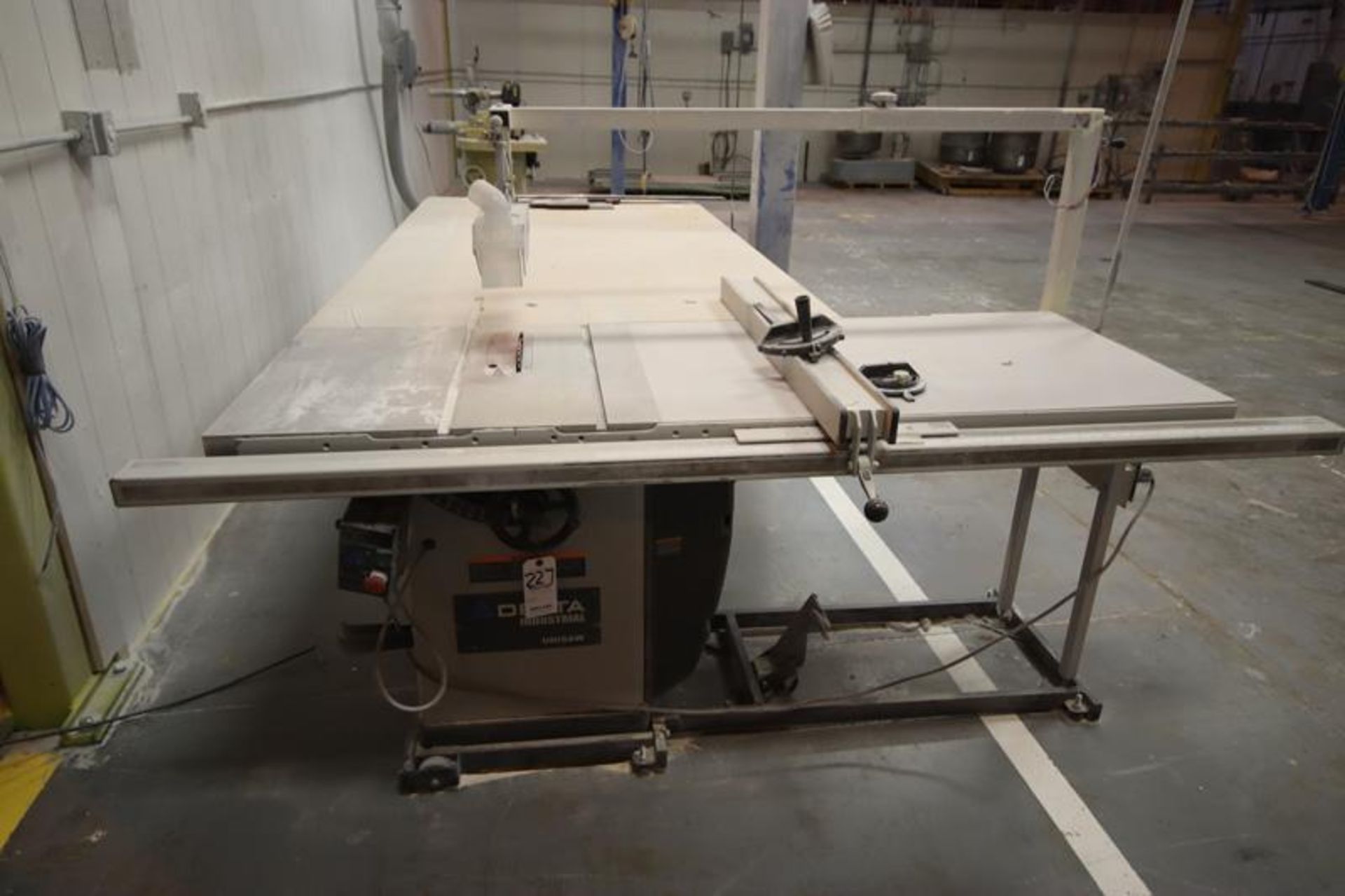 Delta Industrial Unisaw Table Saw on Rolling Frame and Extra Table, 220 Volt