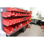 Wall Mounted Bin Unit with Bins and Contents, Misc. On Peg Board, Grease Guns, Stream Lights, 8-Draw