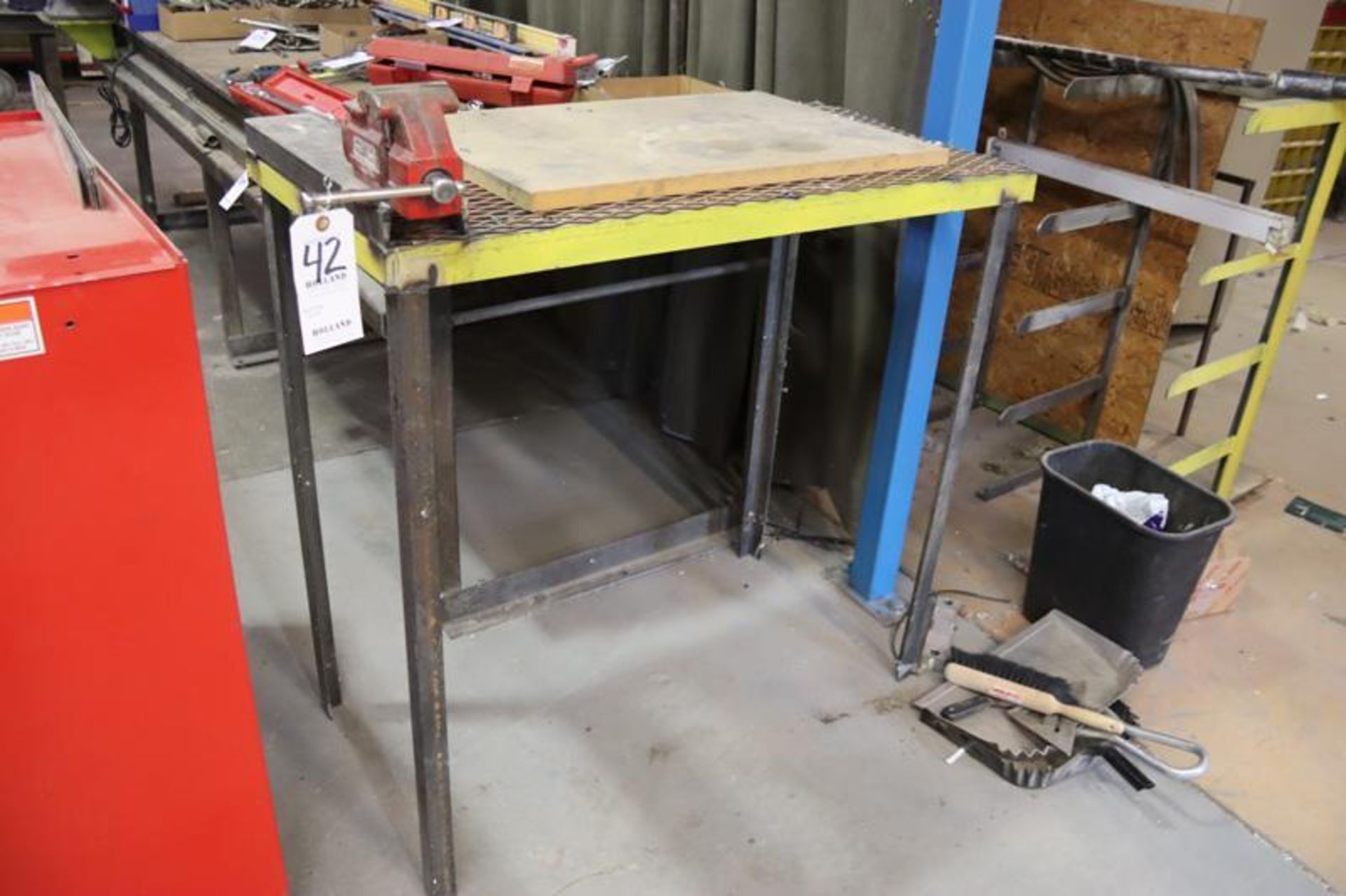 21" x 43" Metal Table with 3-1/2" Vise