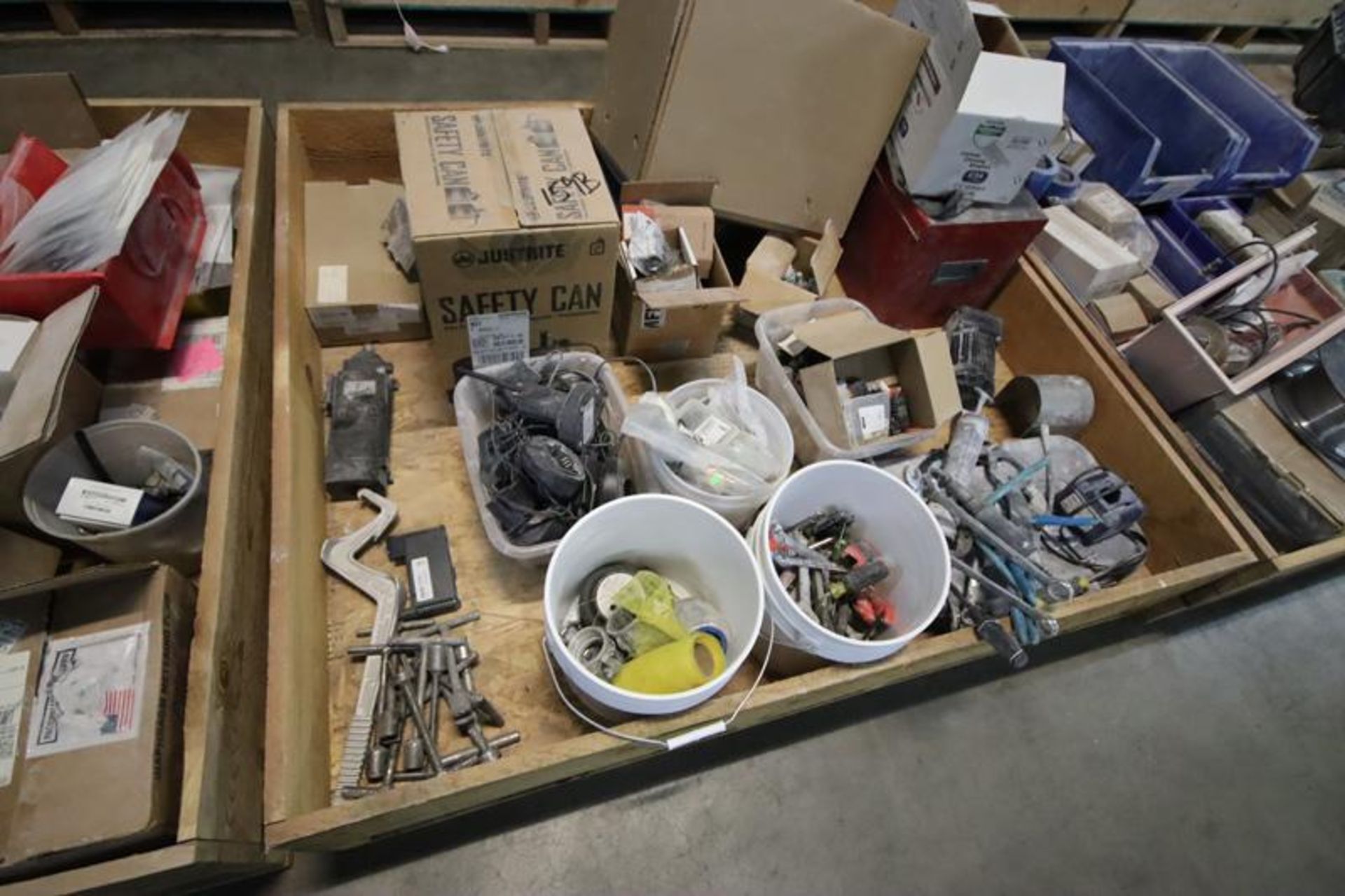 3-Skid Boxes with Contents-Radios, Hand Tools, Pumps, Safety Can, Scrub Pads, Bins, Gloves, Etc. - Image 2 of 3