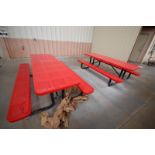 (2) Red Picnic Tables 8'