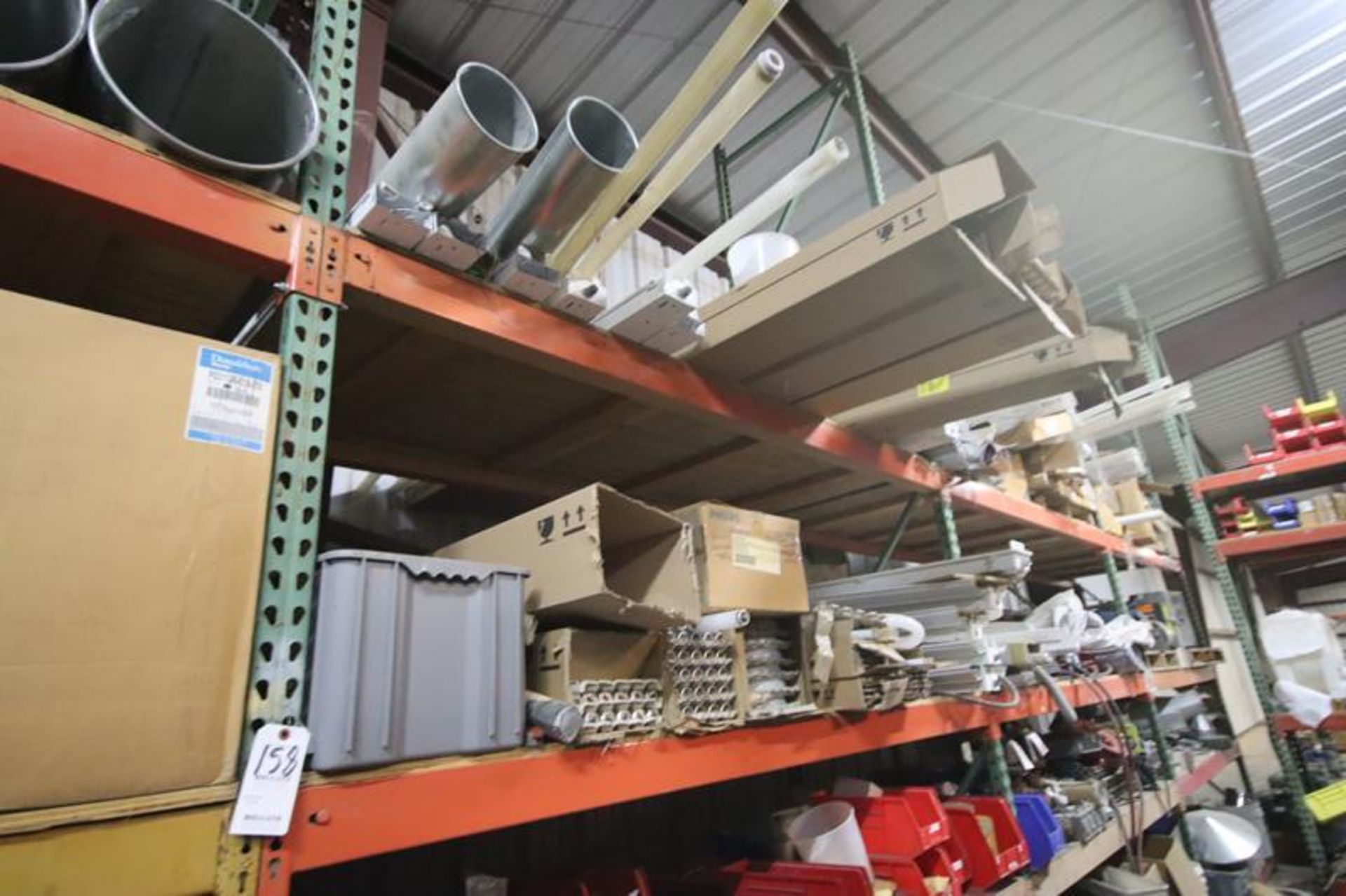 4-Sections of Pallet Racking with Contents-Hangers, Pipe, Valves, Light Bulbs, Heater, Ventilator, B - Image 4 of 9