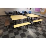 (5) Yellow Square Lunch Tables